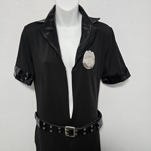 Spirit Adult Dirty Cop Costume Dress w Belt Hat Badge Size XL Stretchy - Picture 6 of 9